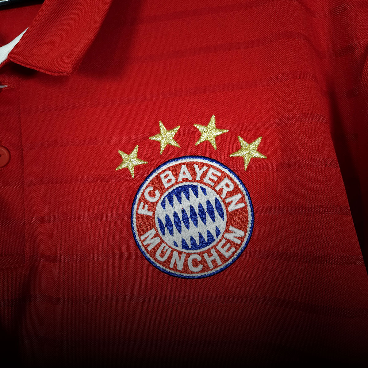 Bayern Munich red home football shirt with club crest