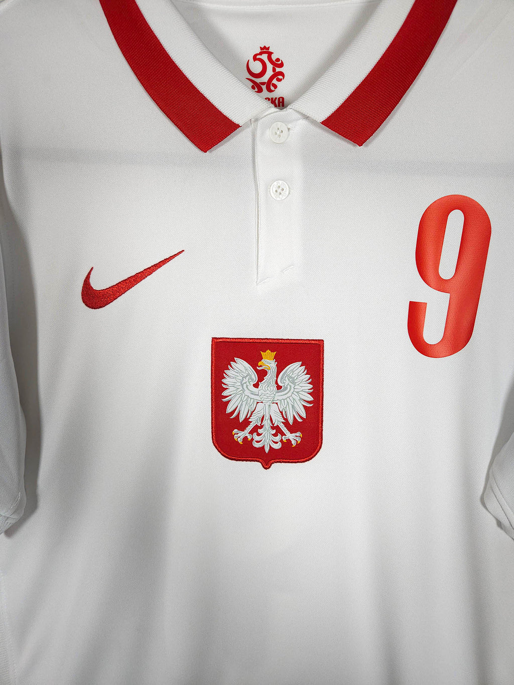 2020-21 Poland Home Shirt Lewandowski #9 - detailed view