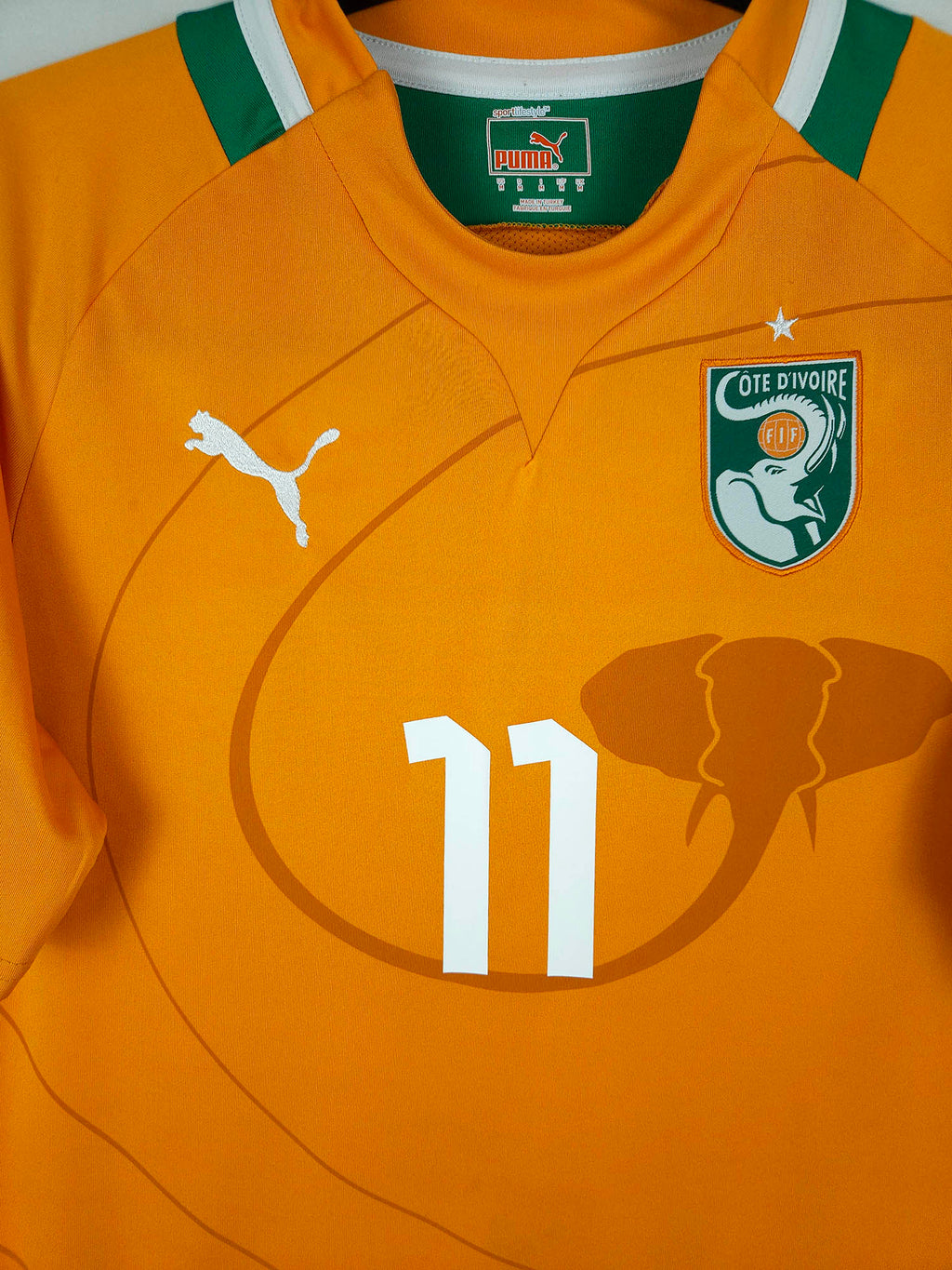 2012-13 Ivory Coast Home Shirt Drogba #11 - detailed view