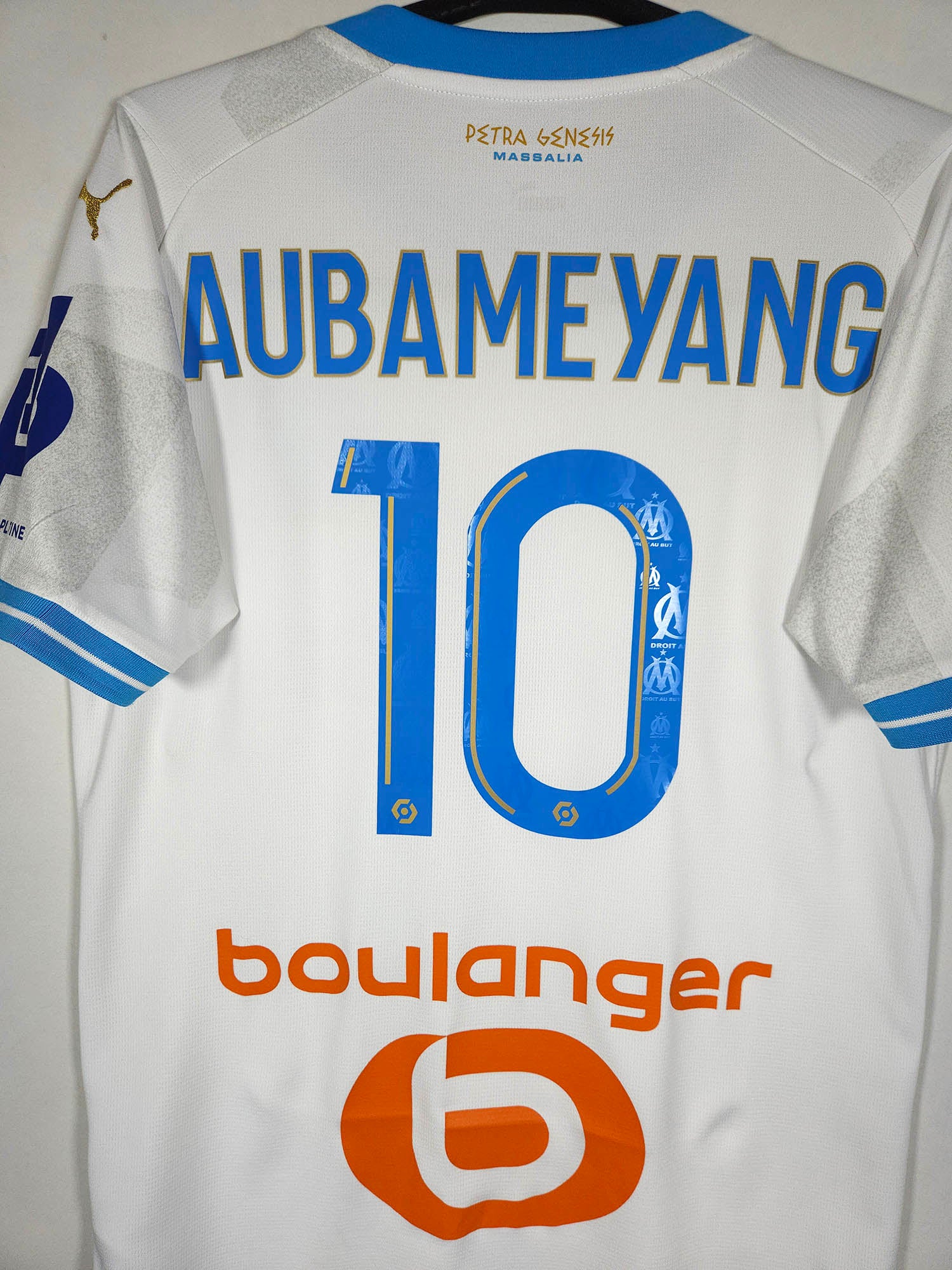 2023-24 Marseille Home Shirt Aubameyang #10 - detailed view