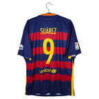 2015-16 Barcelona Home Shirt Suárez #9 - back view