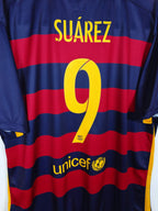 2015-16 Barcelona Home Shirt Suárez #9 - detailed view